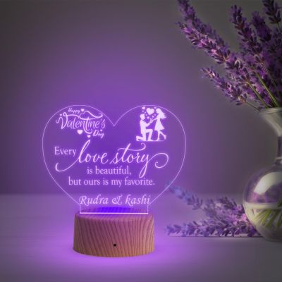 Customized Happy Valentine Day Night Lamp  Personalized with Name  Automatic Color Changing Light  Gift for Valentine Day  Gift for Girlfriend Boyfriend Husband Wife